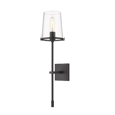 Z-Lite Callista 1 Light Wall Sconce, Matte Black & Clear 3032-1S-MB